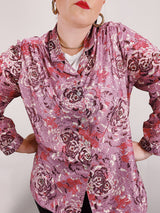 long sleeve pink floral print blouse