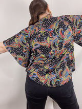 printed cape blouse