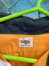 Men's vintage 1930's/1940's Town Talk Menswear label long sleeve orange and white button up western style cowboy shirt.