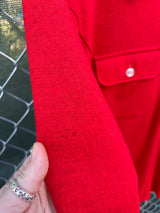 Men's or women's vintage 1960's The Spinnaker Shirt long sleeve pullover shirt with a half zip closure in bright red wool material.