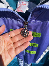 Vintage 1990's Ixspa by Jamie Sadock label funky long sleeve zip up satin track jacket with all over abstract details.