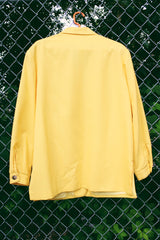 Women's vintage 1990's Requirements label long sleeve vibrant yellow button up blazer jacket. Shell buttons and linen like material.