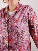 long sleeve pink floral print blouse