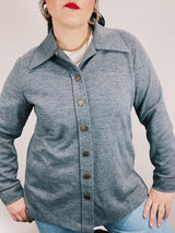long sleeve heather grey button up cardigan
