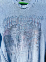 Women's or men's vintage 1970's Hanes, Made in the USA label sleeveless single stitch light blue graphic band tee with Blue Oyster Cult graphic on the front.