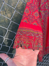 Men's or women's vintage 1950's McGregor Sportswear, Modern Wash-Wear-Cottons, Made in USA label short sleeve button up shirt in red with paisley print.