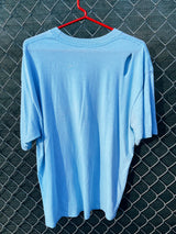 Women's or men's vintage 1986's Lexington label short sleeve baby blue graphic t-shirt with Oregon mountain graphic on the front.