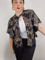 printed cape blouse