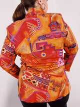 long sleeve orange printed lightweight blazer