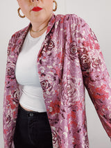 long sleeve pink floral print blouse