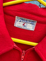 Men's or women's vintage 1960's The Spinnaker Shirt long sleeve pullover shirt with a half zip closure in bright red wool material.