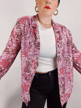 long sleeve pink floral print blouse