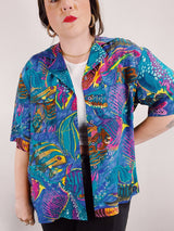 short sleeve fish print blouse