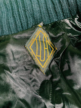 Women's vintage 1980's Luh - London, Paris, New York label long sleeve zip up jacket in black with genuine fir body and ribbed knot arms. Balloon shaped arms.