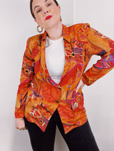 long sleeve orange printed lightweight blazer
