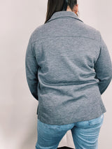 long sleeve heather grey button up cardigan