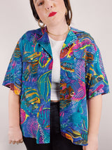 short sleeve fish print blouse