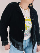 long sleeve button up sweater with fringe trim