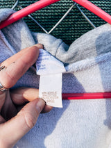 Women's or men's vintage 1980's Gearing Up label Large sleeveless heather grey zip up hoodie with silver zipper and two front pockets.