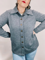 long sleeve heather grey button up cardigan