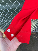 Men's or women's vintage 1960's The Spinnaker Shirt long sleeve pullover shirt with a half zip closure in bright red wool material.