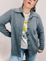 long sleeve heather grey button up cardigan