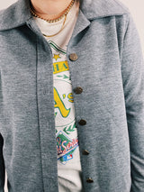 long sleeve heather grey button up cardigan