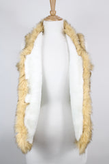 Women's vintage 1990's sleeveless vest with faux fur interior, a multicolored satin body, and faux fur trim.