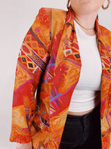 long sleeve orange printed lightweight blazer