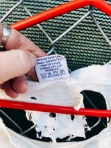 Women's or men's vintage 1980's Star California, Made in Chile label XL short sleeve white graphic t-shirt with Betty Boop on a motorcycle on the front.