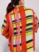 multicolored striped sheer blouse