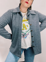 long sleeve heather grey button up cardigan