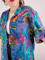 short sleeve fish print blouse