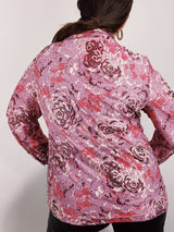 long sleeve pink floral print blouse