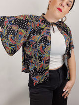 printed cape blouse