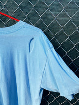 Women's or men's vintage 1986's Lexington label short sleeve baby blue graphic t-shirt with Oregon mountain graphic on the front.