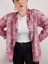 long sleeve pink floral print blouse