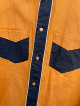 Men's vintage 1930's/1940's Town Talk Menswear label long sleeve orange and white button up western style cowboy shirt.