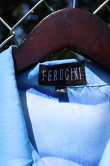 Men's vintage 1990's Ferugini short sleeve button up Hawaiian print shirt in a polyester material with a surf van graphic.