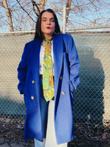 long blue pea coat