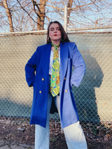 long blue pea coat