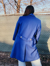 long blue pea coat