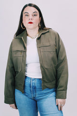 men's 1950's long sleeve brown work jacket