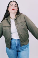 men's 1950's long sleeve brown work jacket