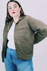 men's 1950's long sleeve brown work jacket