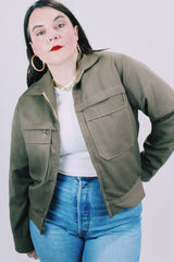 men's 1950's long sleeve brown work jacket