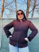 brown jacket with faux fur trim