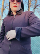 brown jacket with faux fur trim