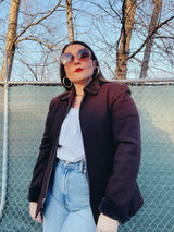 brown jacket with faux fur trim