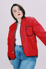 long sleeve red quilted liner jacket